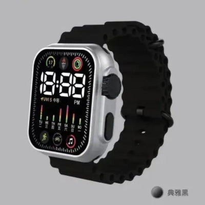 Unisex Waterproof Digital Smart Display Textured Strap  Battery Operated Water Resistant Watch